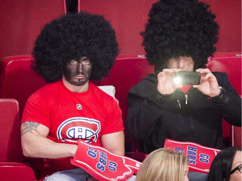 hockey fans in blackface